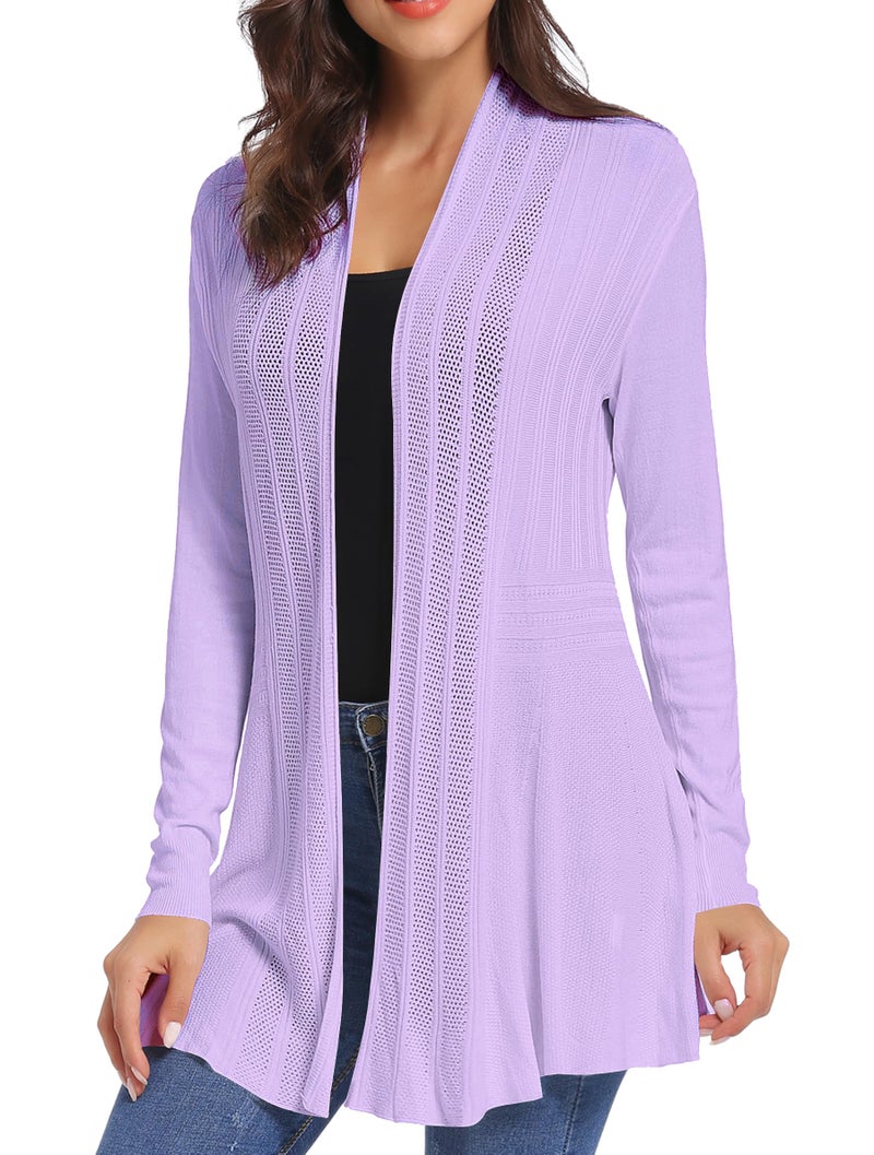 iClosam Womens Drapped Cardigans Casual Long Sleeve Open Front Cardigan Sweater (#1Lilac, Small) - Image 1